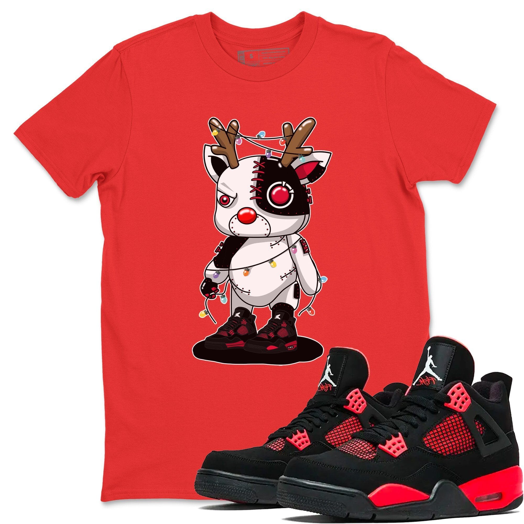 Jordan 4 Red Thunder Shirt To Match Jordans Cyborg Reindeer Sneaker Tees Jordan 4 Red Thunder Drip Gear Zone Sneaker Matching Clothing Unisex Shirts