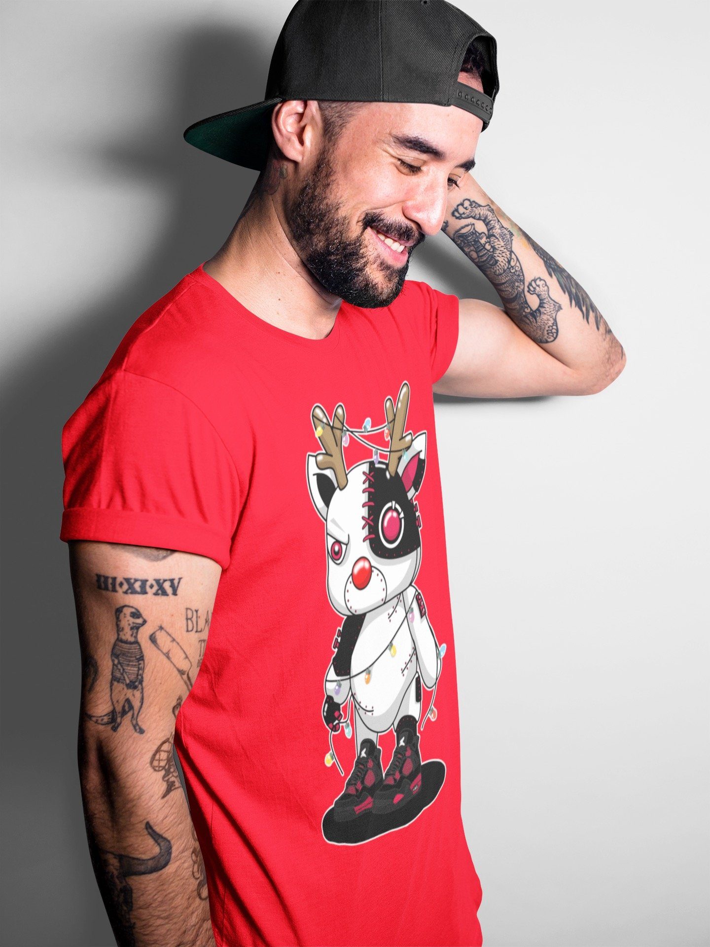 Jordan 4 Red Thunder Shirt To Match Jordans Cyborg Reindeer Sneaker Tees Jordan 4 Red Thunder Drip Gear Zone Sneaker Matching Clothing Unisex Shirts