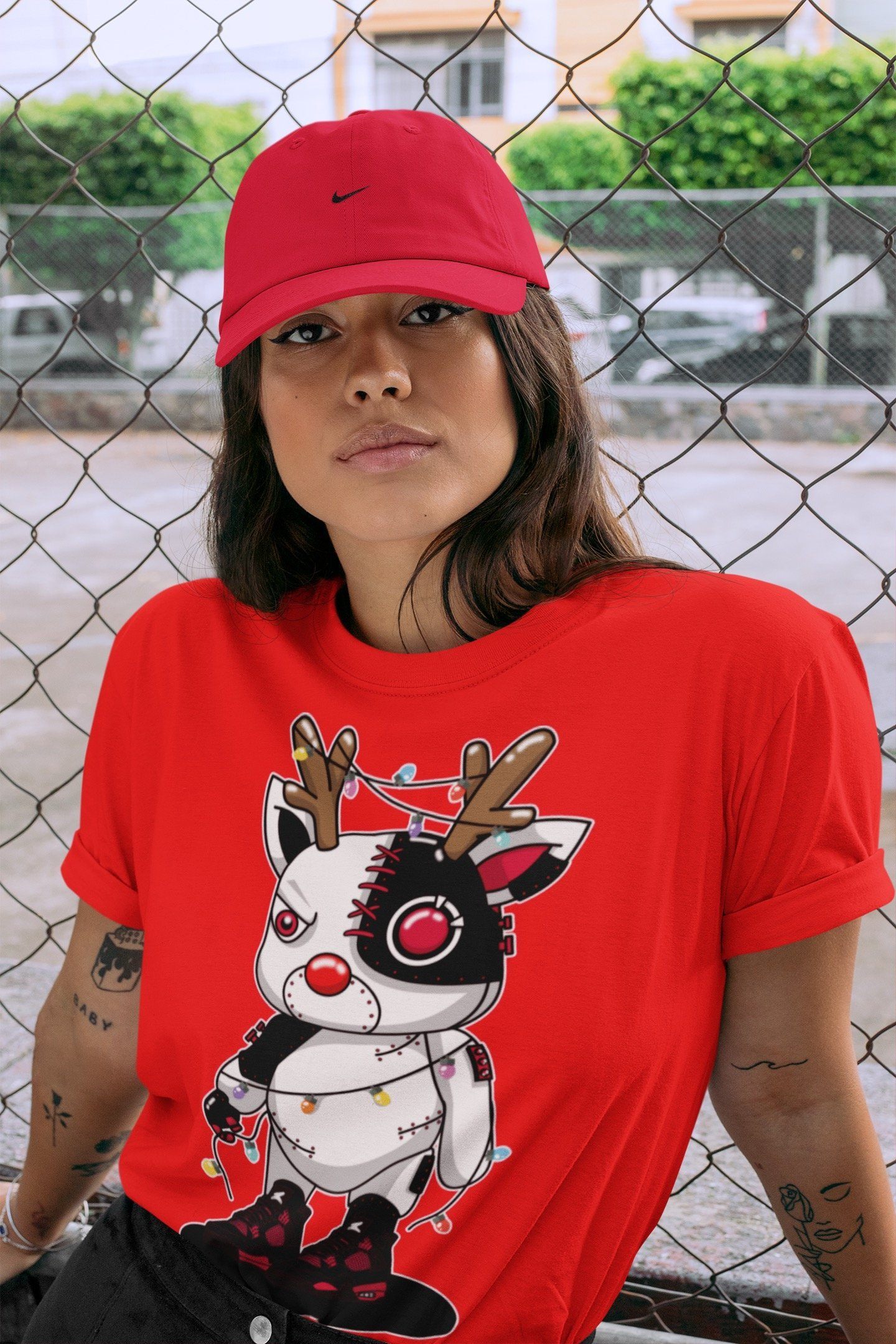 Jordan 4 Red Thunder Shirt To Match Jordans Cyborg Reindeer Sneaker Tees Jordan 4 Red Thunder Drip Gear Zone Sneaker Matching Clothing Unisex Shirts