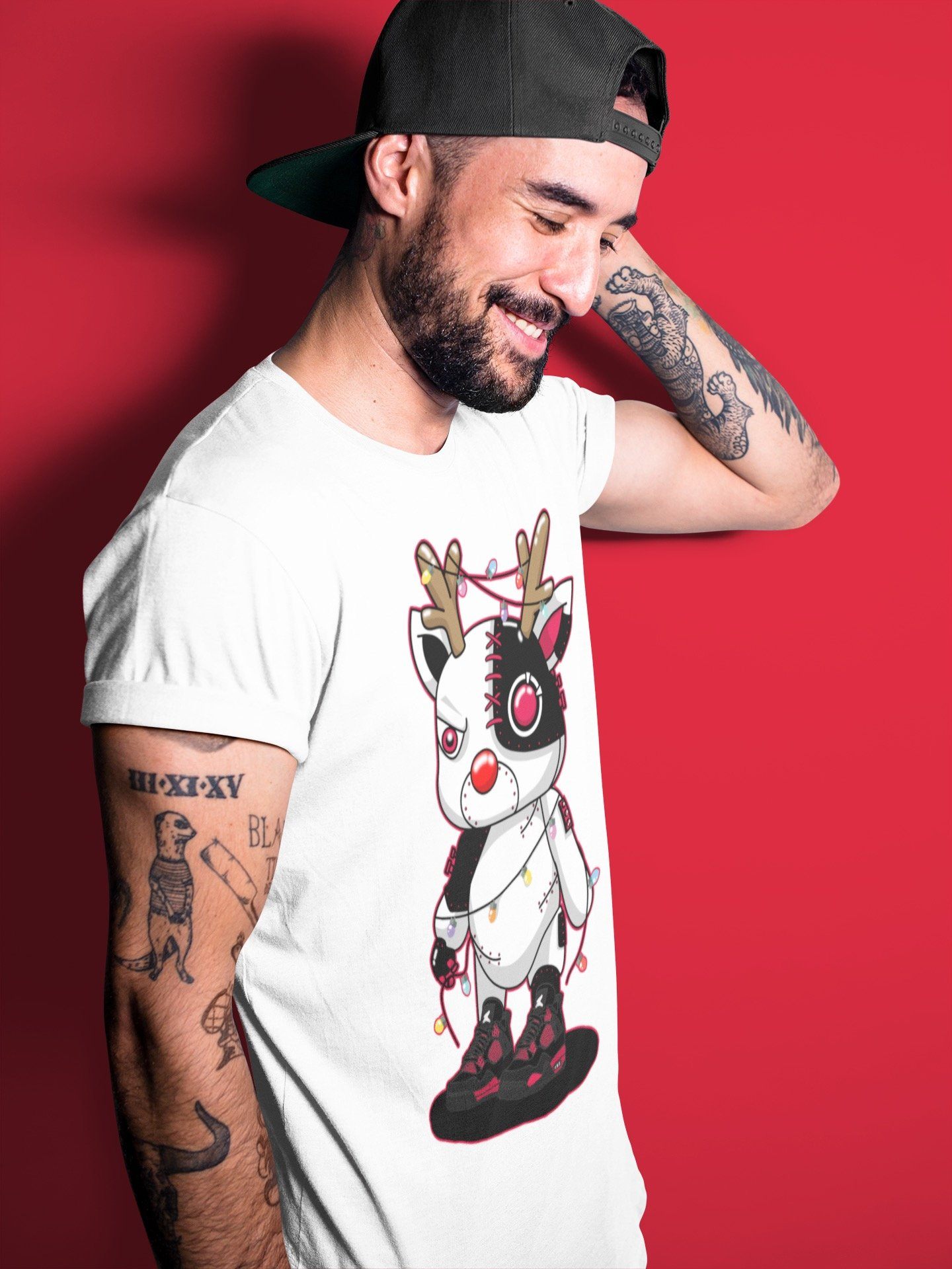 Jordan 4 Red Thunder Shirt To Match Jordans Cyborg Reindeer Sneaker Tees Jordan 4 Red Thunder Drip Gear Zone Sneaker Matching Clothing Unisex Shirts