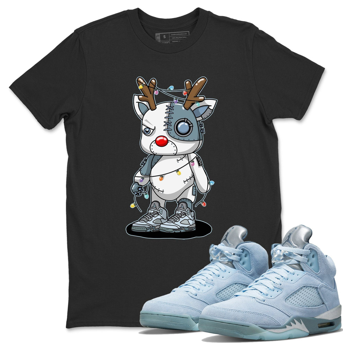 Jordan 5 Blue Bird Shirt To Match Jordans Cyborg Reindeer Sneaker Tees Jordan 5 Blue Bird Drip Gear Zone Sneaker Matching Clothing Unisex Shirts