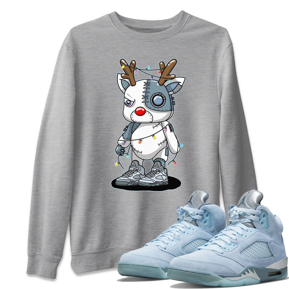 Jordan 5 Blue Bird Shirt To Match Jordans Cyborg Reindeer Sneaker Tees Jordan 5 Blue Bird Drip Gear Zone Sneaker Matching Clothing Unisex Shirts