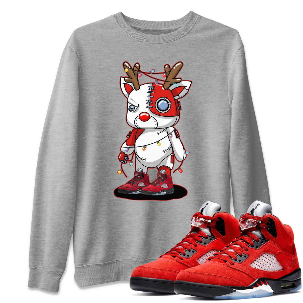 Jordan 5 Raging Bull Shirt To Match Jordans Cyborg Reindeer Sneaker Tees Jordan 5 Raging Bull Drip Gear Zone Sneaker Matching Clothing Unisex Shirts