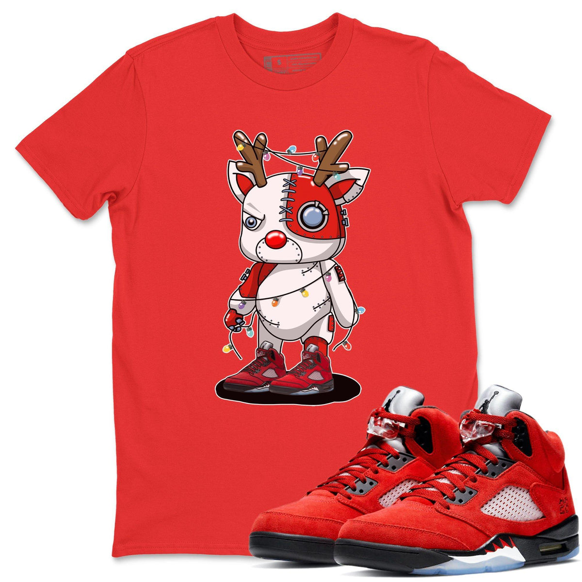 Jordan 5 Raging Bull Shirt To Match Jordans Cyborg Reindeer Sneaker Tees Jordan 5 Raging Bull Drip Gear Zone Sneaker Matching Clothing Unisex Shirts
