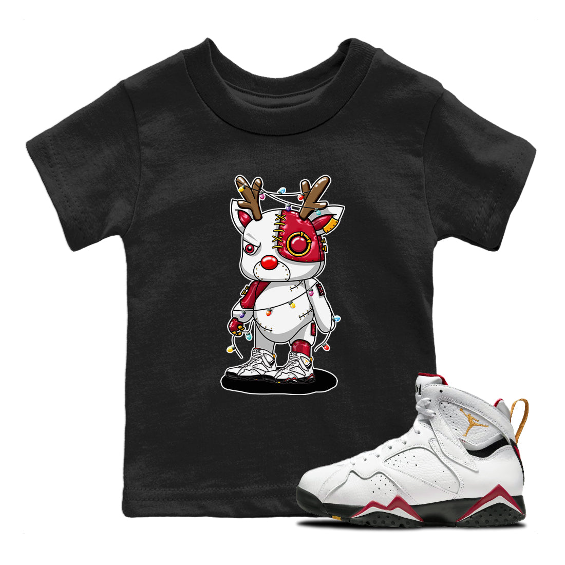 Jordan 7 Cardinal Shirt To Match Jordans Cyborg Reindeer Sneaker Tees Jordan 7 Cardinal Drip Gear Zone Sneaker Matching Clothing Kids Shirts