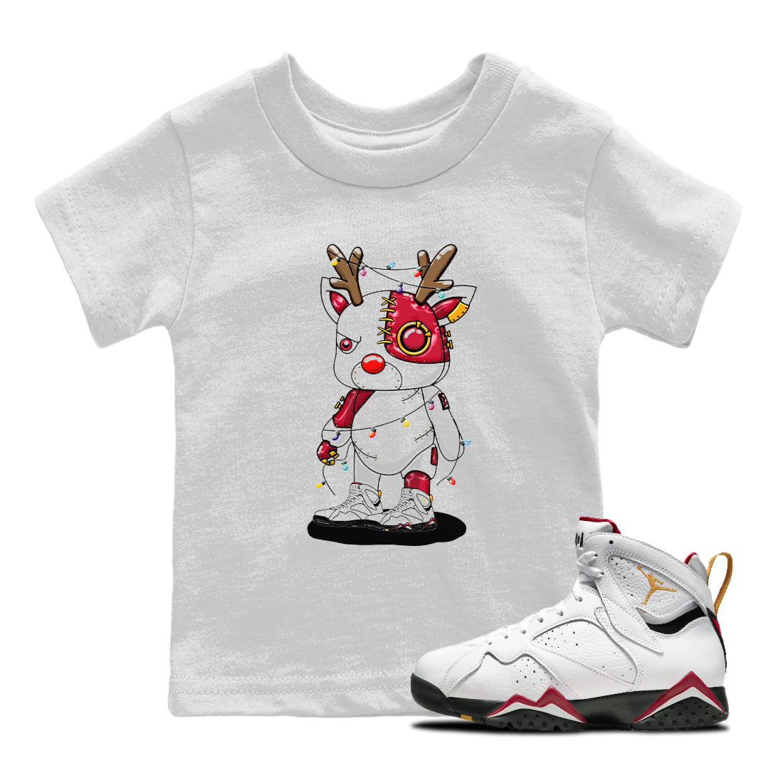 Jordan 7 Cardinal Shirt To Match Jordans Cyborg Reindeer Sneaker Tees Jordan 7 Cardinal Drip Gear Zone Sneaker Matching Clothing Kids Shirts