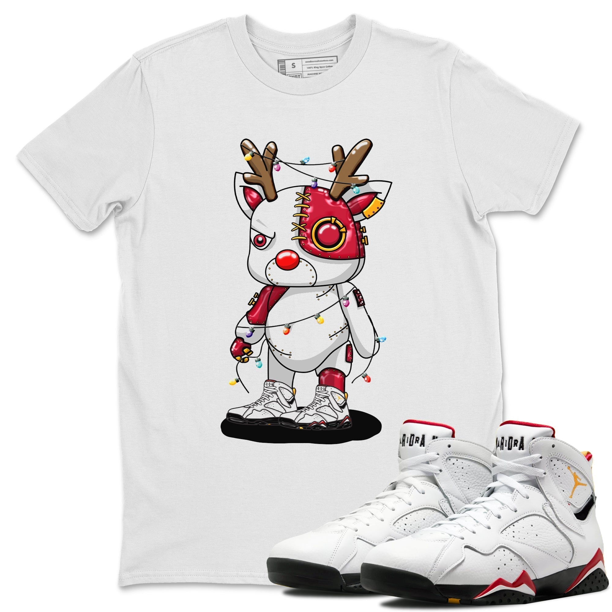 Jordan 7 Cardinal Shirt To Match Jordans Cyborg Reindeer Sneaker Tees Jordan 7 Cardinal Drip Gear Zone Sneaker Matching Clothing Unisex Shirts