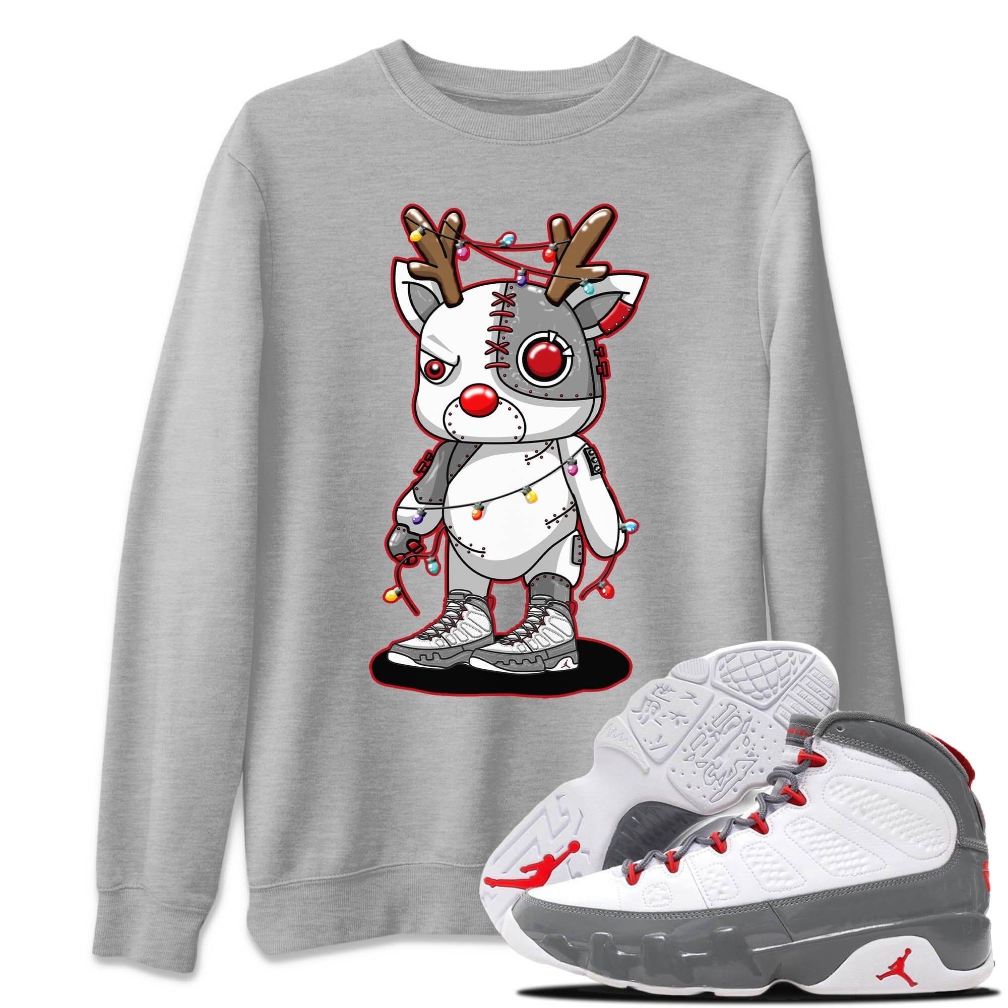 Jordan 9 Fire Red Shirt To Match Jordans Cyborg Reindeer Sneaker Tees Jordan 9 Fire Red Drip Gear Zone Sneaker Matching Clothing Unisex Shirts