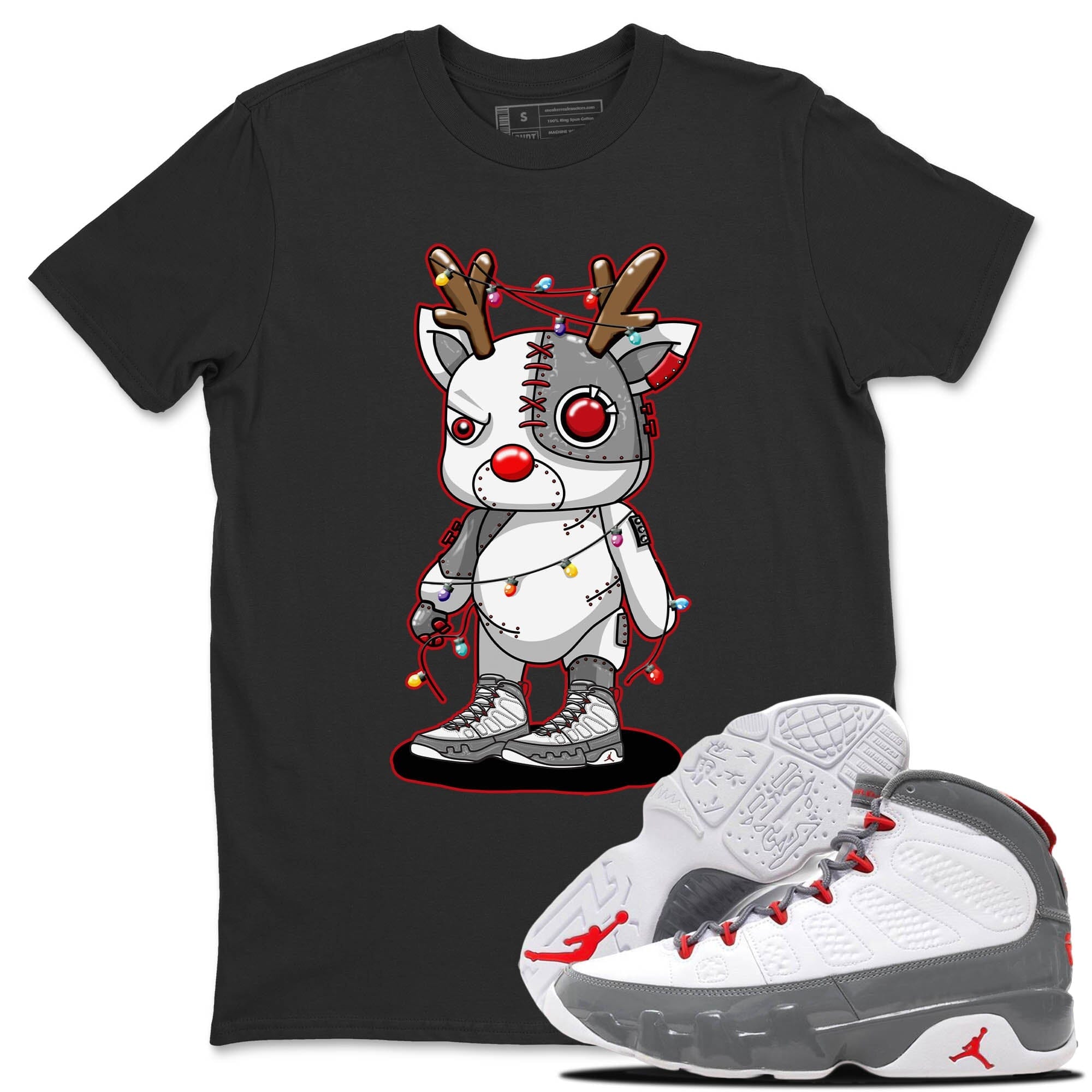 Jordan 9 Fire Red Shirt To Match Jordans Cyborg Reindeer Sneaker Tees Jordan 9 Fire Red Drip Gear Zone Sneaker Matching Clothing Unisex Shirts