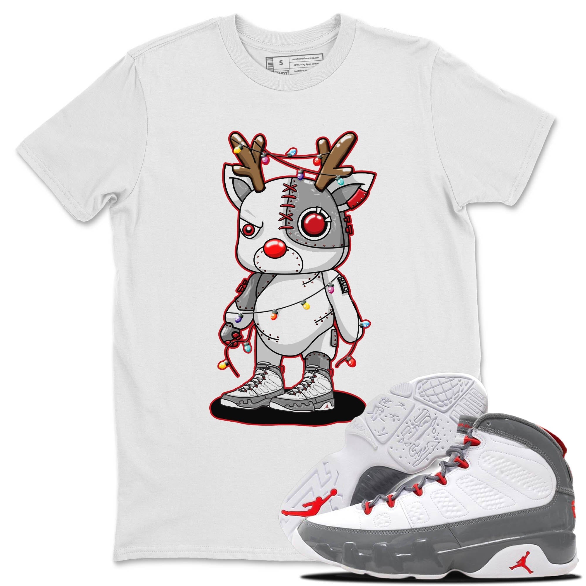 Jordan 9 Fire Red Shirt To Match Jordans Cyborg Reindeer Sneaker Tees Jordan 9 Fire Red Drip Gear Zone Sneaker Matching Clothing Unisex Shirts