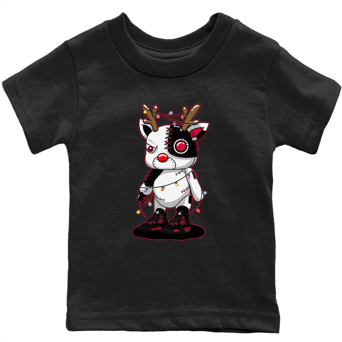 Jordan 4 Red Thunder Sneaker Matching T-Shirt Cyborg Reindeer Sneaker Tees Jordan 4 Red Thunder Sneaker Release Tees Kids Shirts