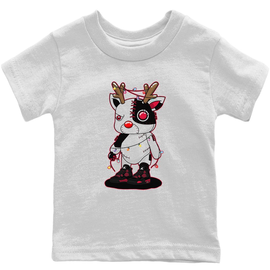 Jordan 4 Red Thunder Sneaker Matching T-Shirt Cyborg Reindeer Sneaker Tees Jordan 4 Red Thunder Sneaker Release Tees Kids Shirts