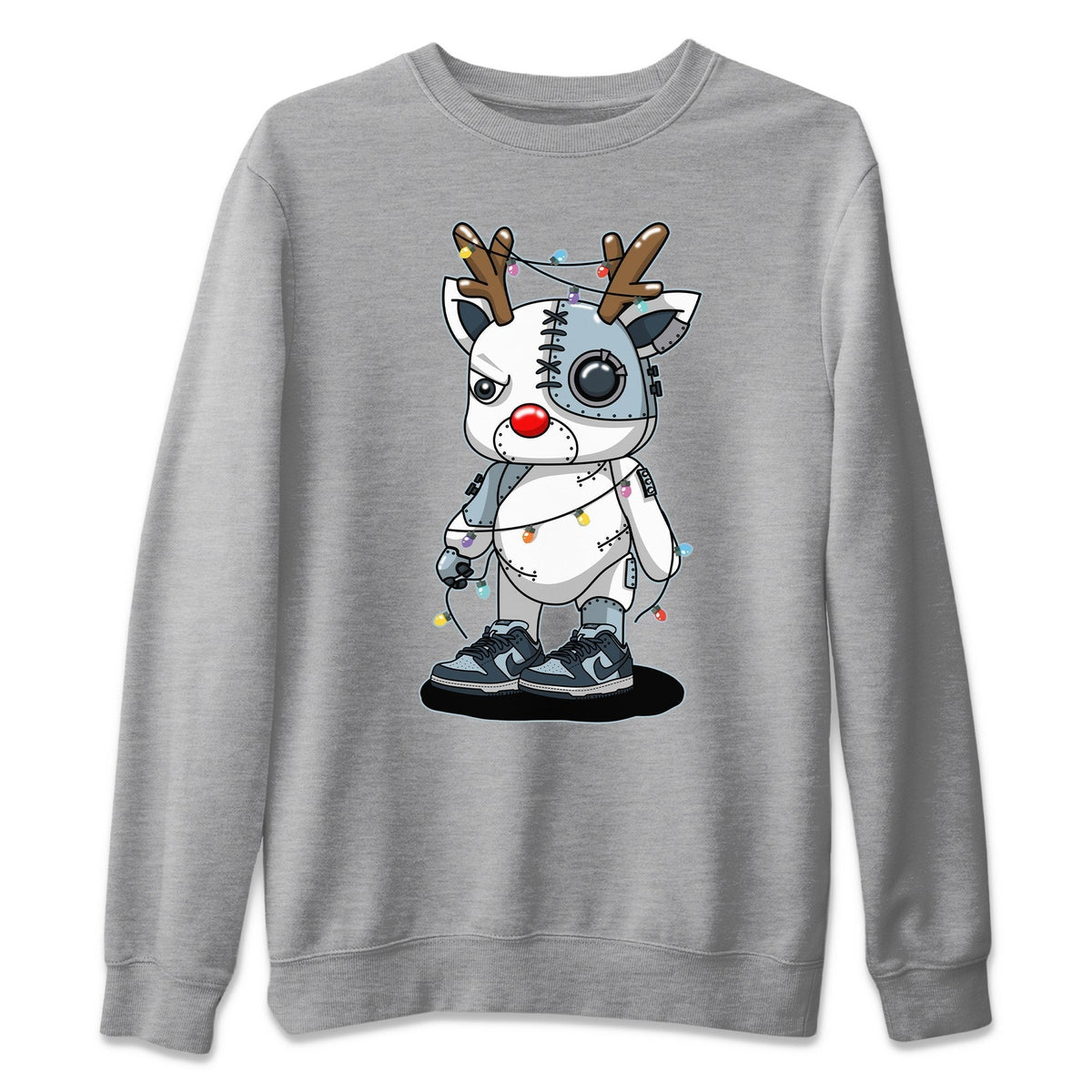 Dunk championship Grey Sneaker Match Tees Cyborg Reindeer Sneaker Tees Dunk championship Grey Jordan to match sneaker T-Shirt Crew Neck Shirts