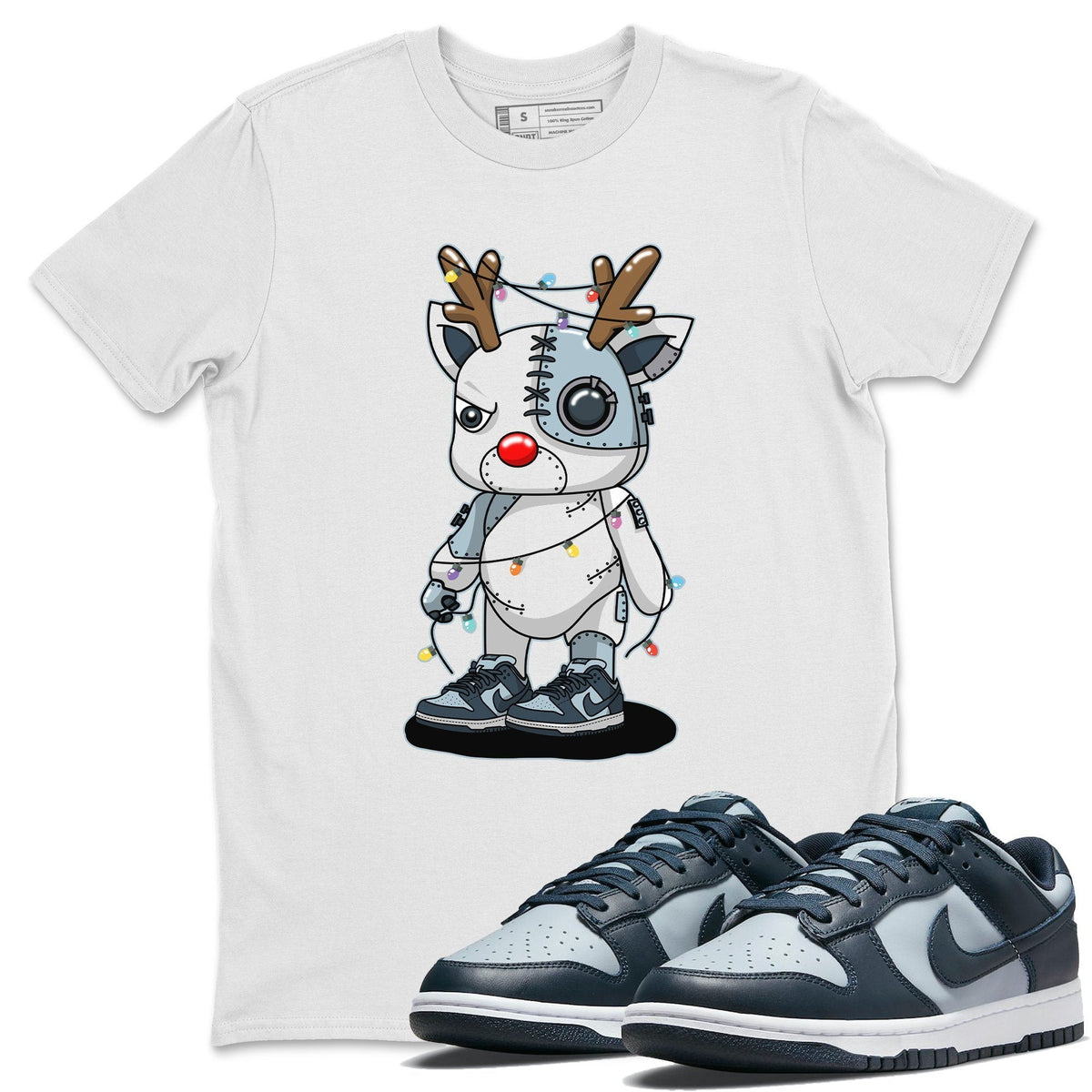 Dunk championship Grey Sneaker Match Tees Cyborg Reindeer Sneaker Tees Dunk championship Grey Jordan to match sneaker T-Shirt Crew Neck Shirts