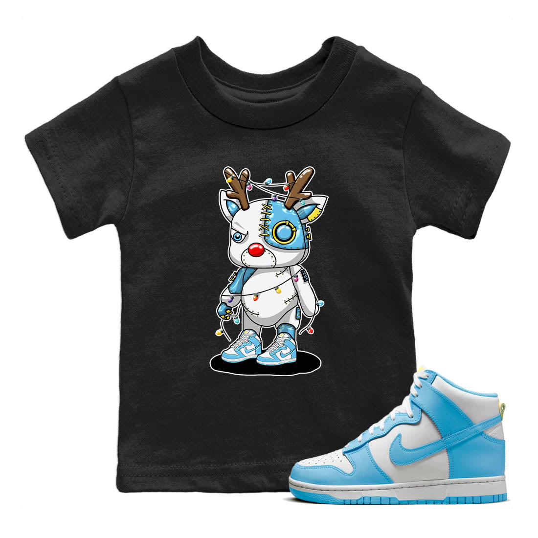 Nike Dunk High Blue Chill Shirt To Match Jordans Cyborg Reindeer Sneaker Tees Nike Dunk High Blue Chill Drip Gear Zone Sneaker Matching Clothing Kids Shirts