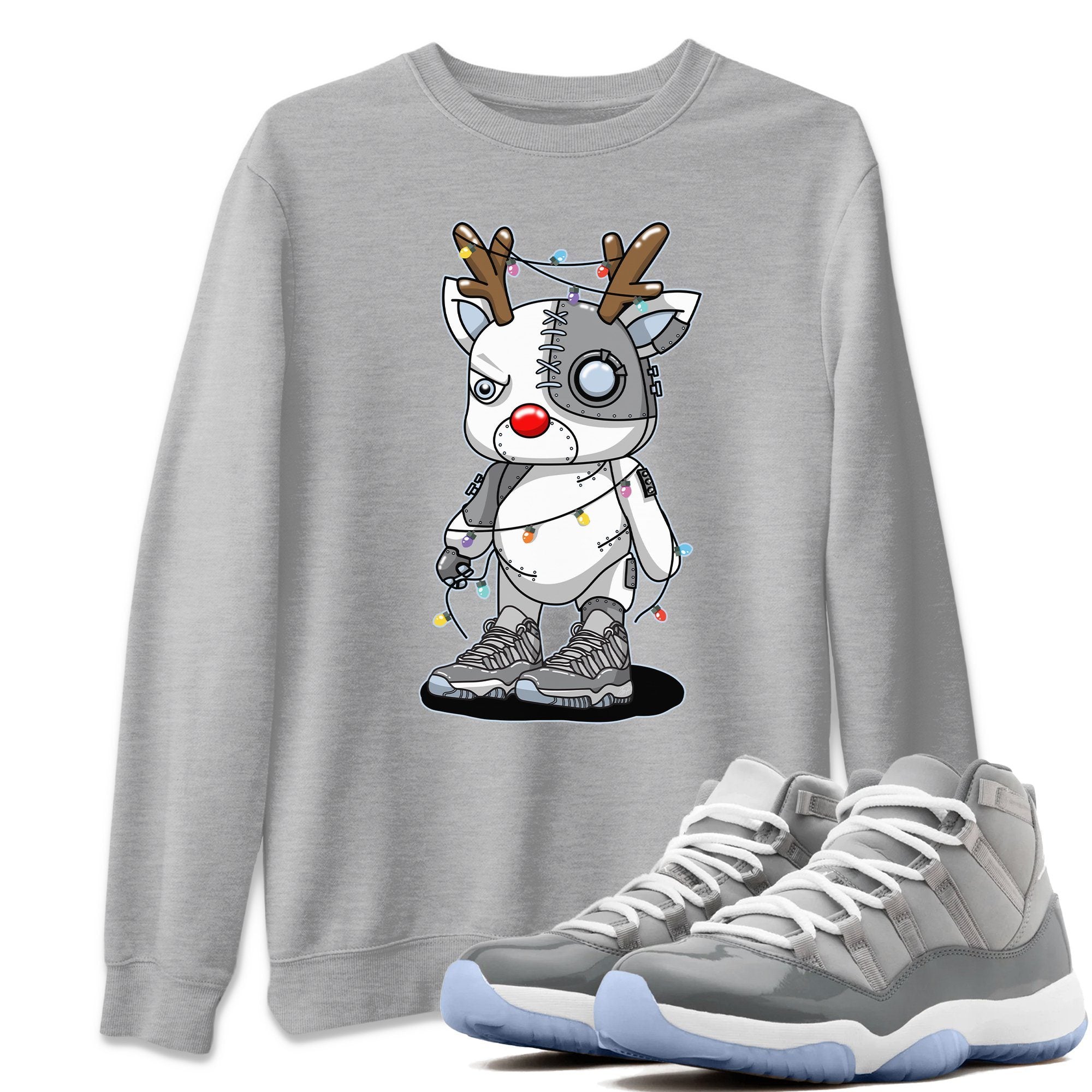 Jordan 11 Cool Grey Shirt To Match Jordans Cyborg Reindeer Sneaker Tees Jordan 11 Cool Grey Drip Gear Zone Sneaker Matching Clothing Unisex Shirts