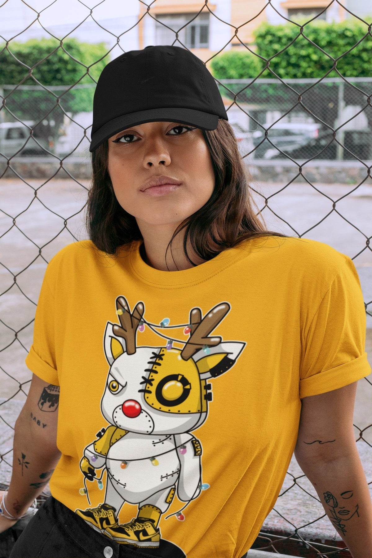 Dunk Championship Goldenrod Sneaker Match Tees Cyborg Reindeer Sneaker Tees Dunk Championship Goldenrod Jordan to match sneaker T-Shirt Crew Neck Shirts