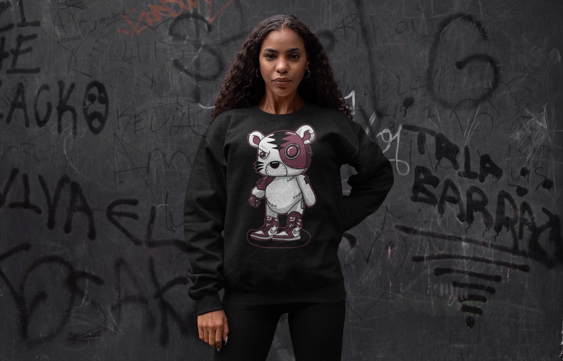 Jordan 1 Bordeaux Sneaker Matching T-Shirt Cyborg Tiger Sneaker Tees Jordan 1 Bordeaux Sneaker Release Tees Crew Neck Tees