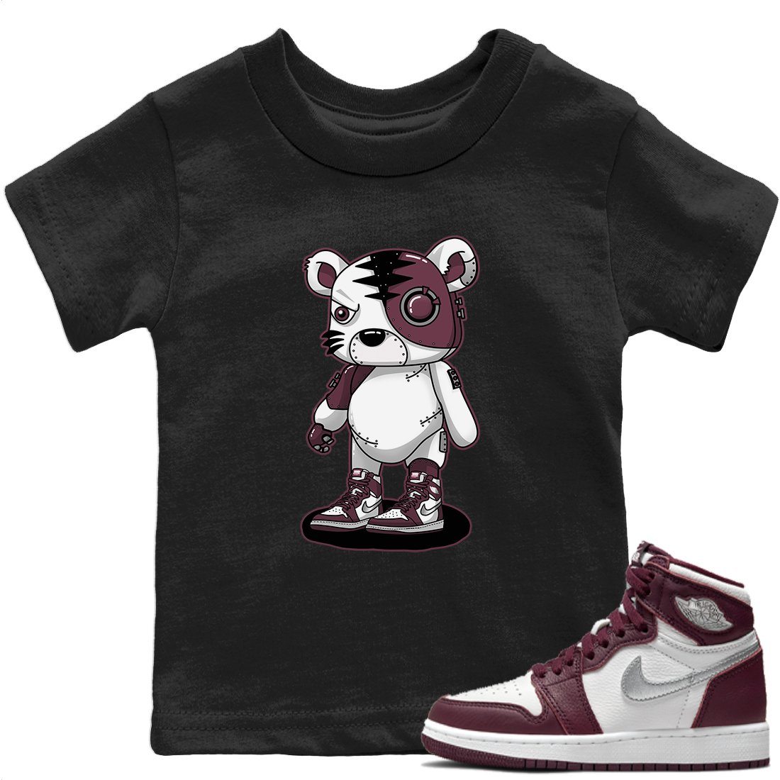 Jordan 1 Bordeaux Sneaker Matching T-Shirt Cyborg Tiger Sneaker Tees Jordan 1 Bordeaux Sneaker Release Tees Kids Shirts