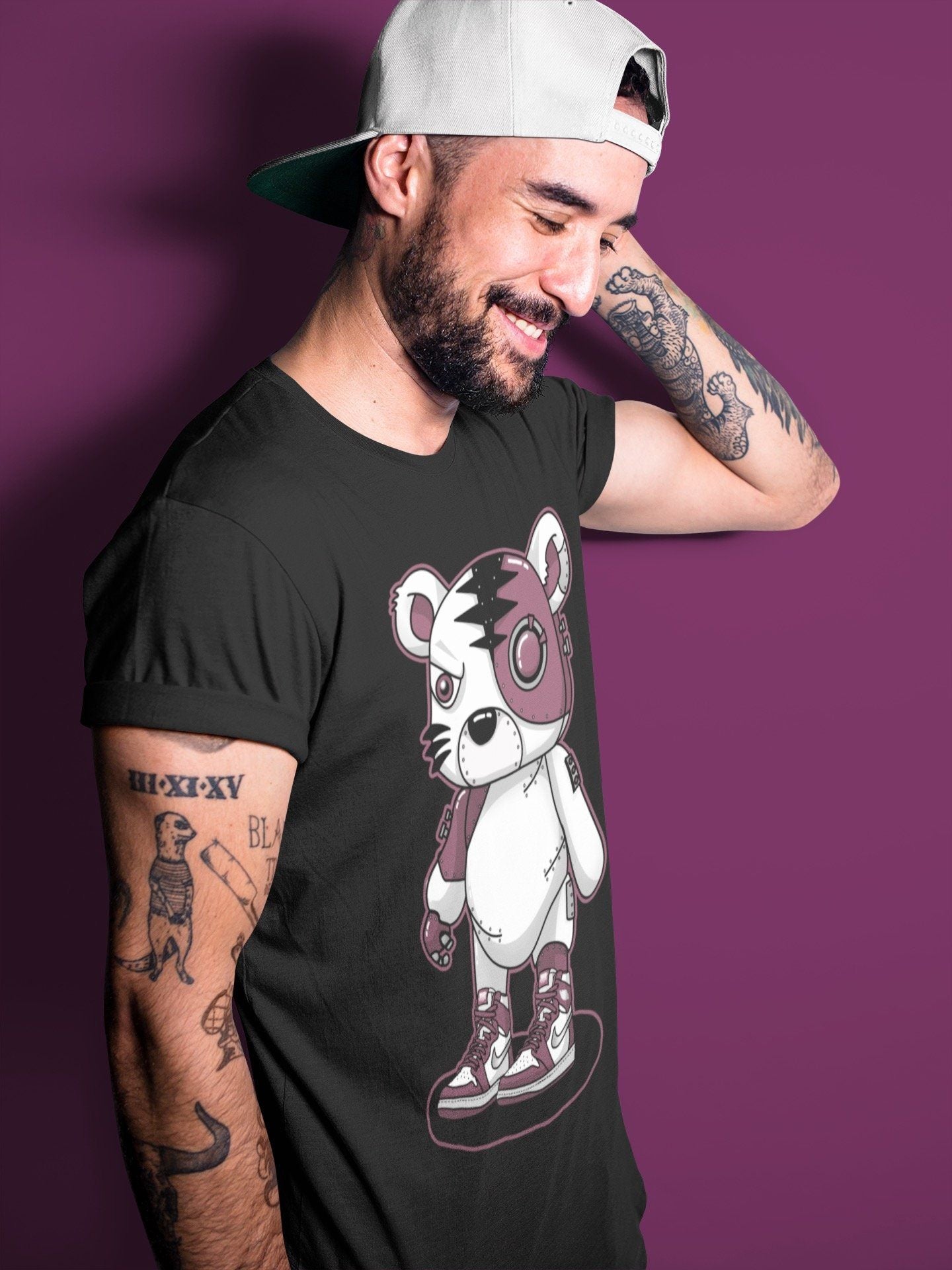 Jordan 1 Bordeaux Sneaker Matching T-Shirt Cyborg Tiger Sneaker Tees Jordan 1 Bordeaux Sneaker Release Tees Crew Neck Tees