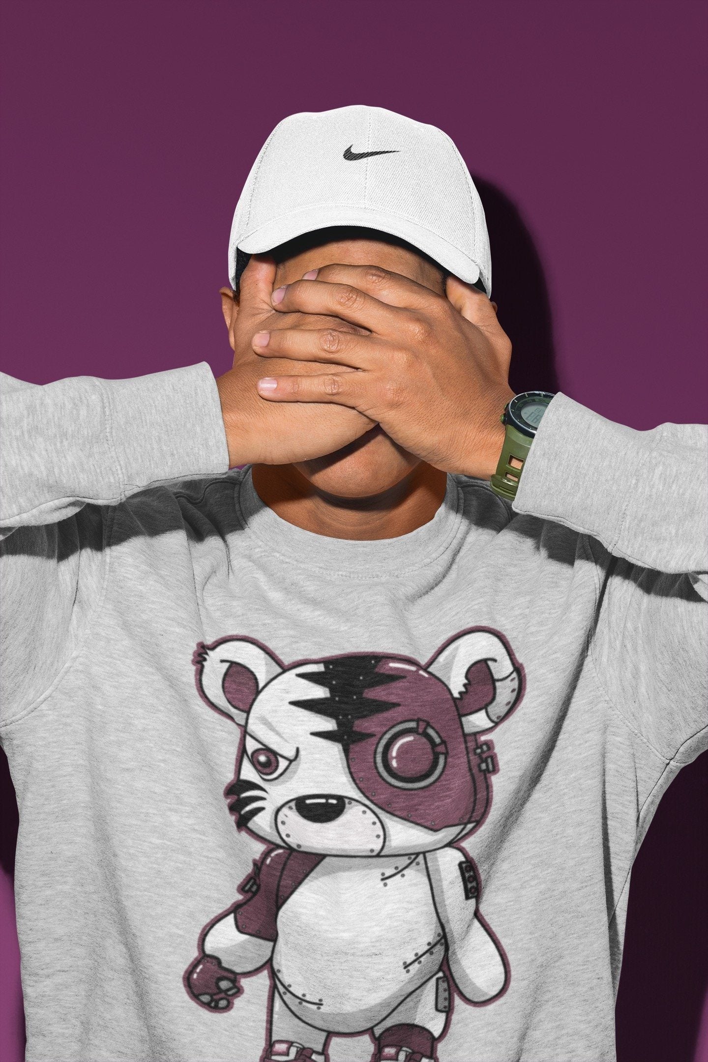 Jordan 1 Bordeaux Sneaker Matching T-Shirt Cyborg Tiger Sneaker Tees Jordan 1 Bordeaux Sneaker Release Tees Crew Neck Tees