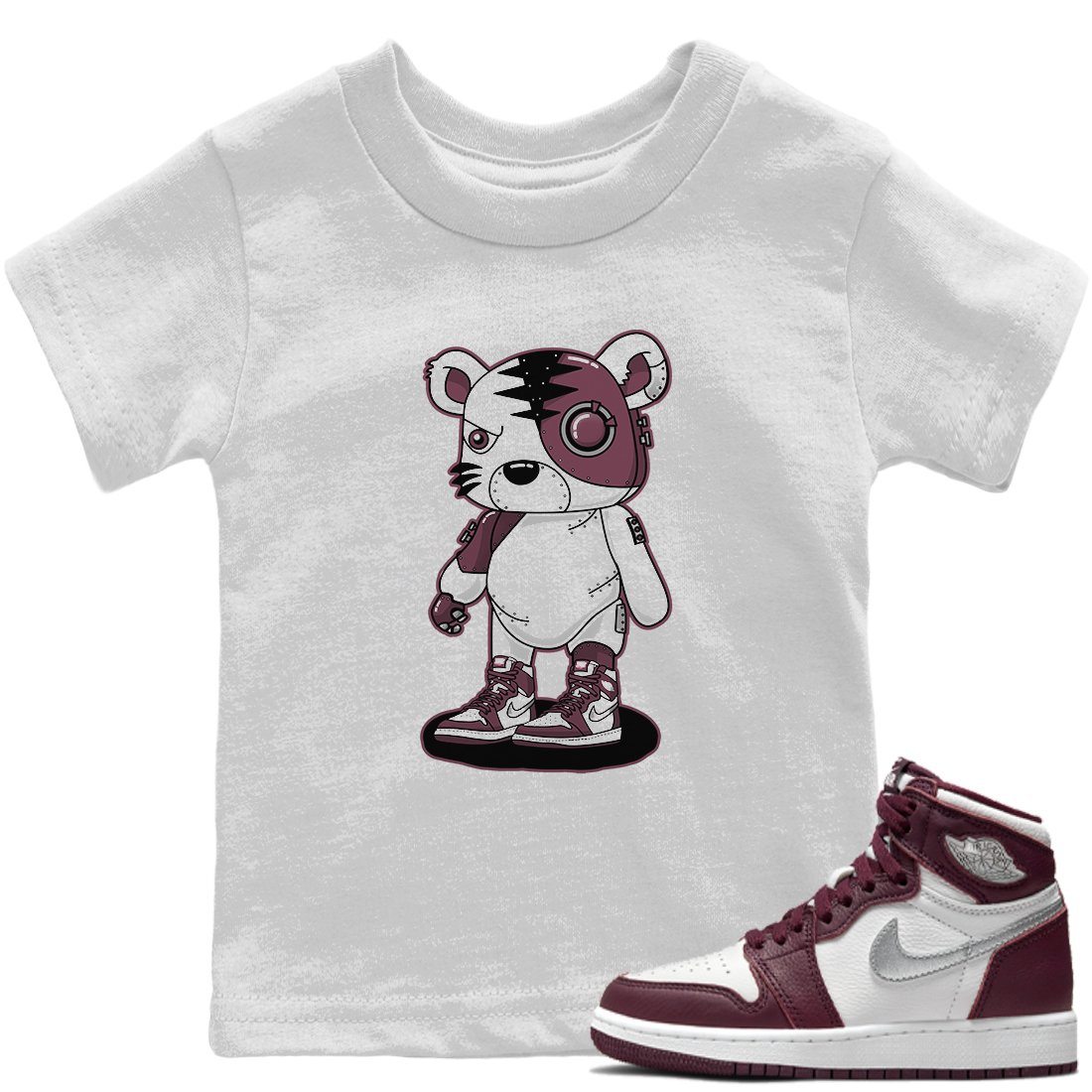 Jordan 1 Bordeaux Sneaker Matching T-Shirt Cyborg Tiger Sneaker Tees Jordan 1 Bordeaux Sneaker Release Tees Kids Shirts