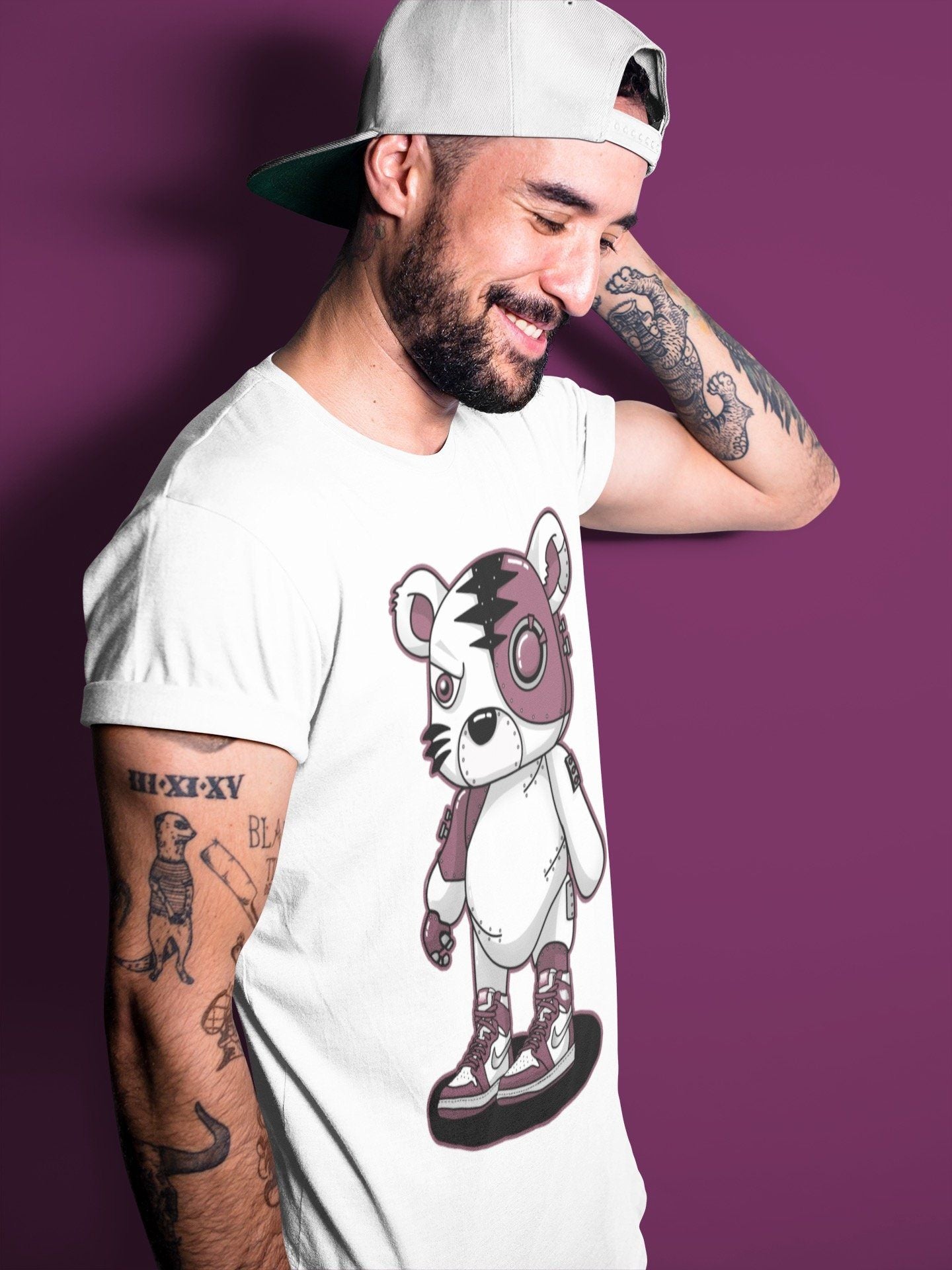 Jordan 1 Bordeaux Sneaker Matching T-Shirt Cyborg Tiger Sneaker Tees Jordan 1 Bordeaux Sneaker Release Tees Crew Neck Tees