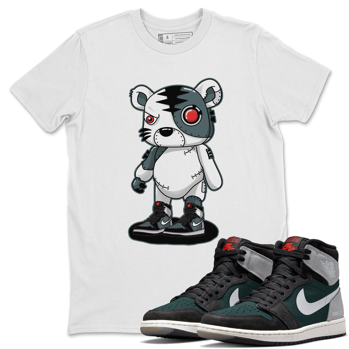 Jordan 1 Element Gore-Tex Black Grey Sneaker Matching T-Shirt Cyborg Tiger Sneaker Tees Jordan 1 Element Gore-Tex Black Grey Sneaker Release Tees Crew Neck Tees