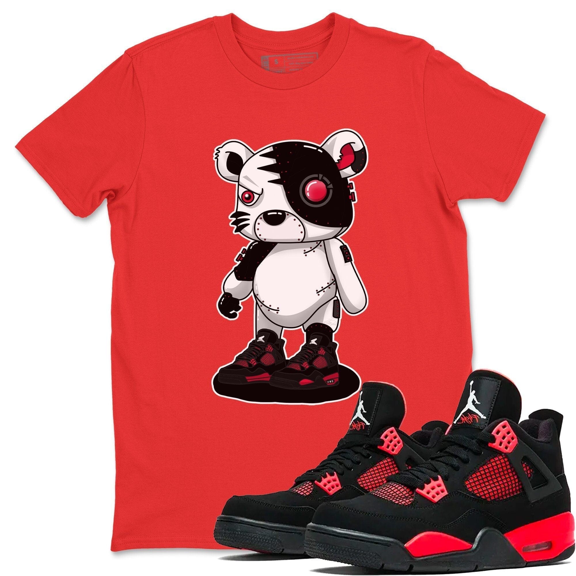 Jordan 4 Red Thunder Shirt To Match Jordans Cyborg Tiger Sneaker Tees Jordan 4 Red Thunder Drip Gear Zone Sneaker Matching Clothing Unisex Shirts