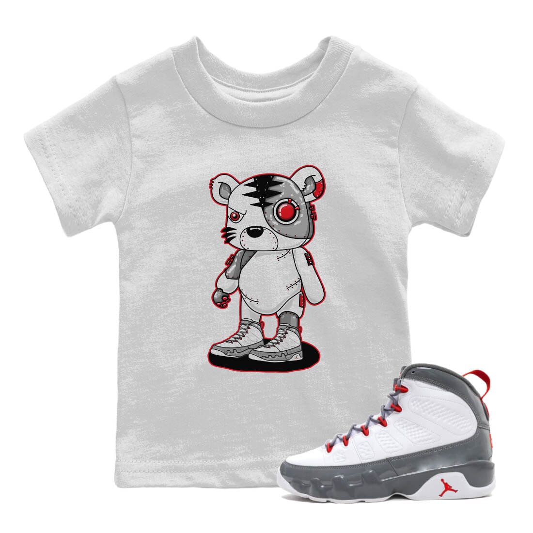 Jordan 9 Fire Red Shirt To Match Jordans Cyborg Tiger Sneaker Tees Jordan 9 Fire Red Drip Gear Zone Sneaker Matching Clothing Kids Shirts