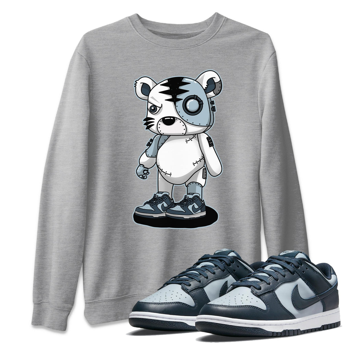 Dunk championship Grey Sneaker Match Tees Cyborg Tiger Sneaker Tees Dunk championship Grey Jordan to match sneaker T-Shirt Crew Neck Shirts