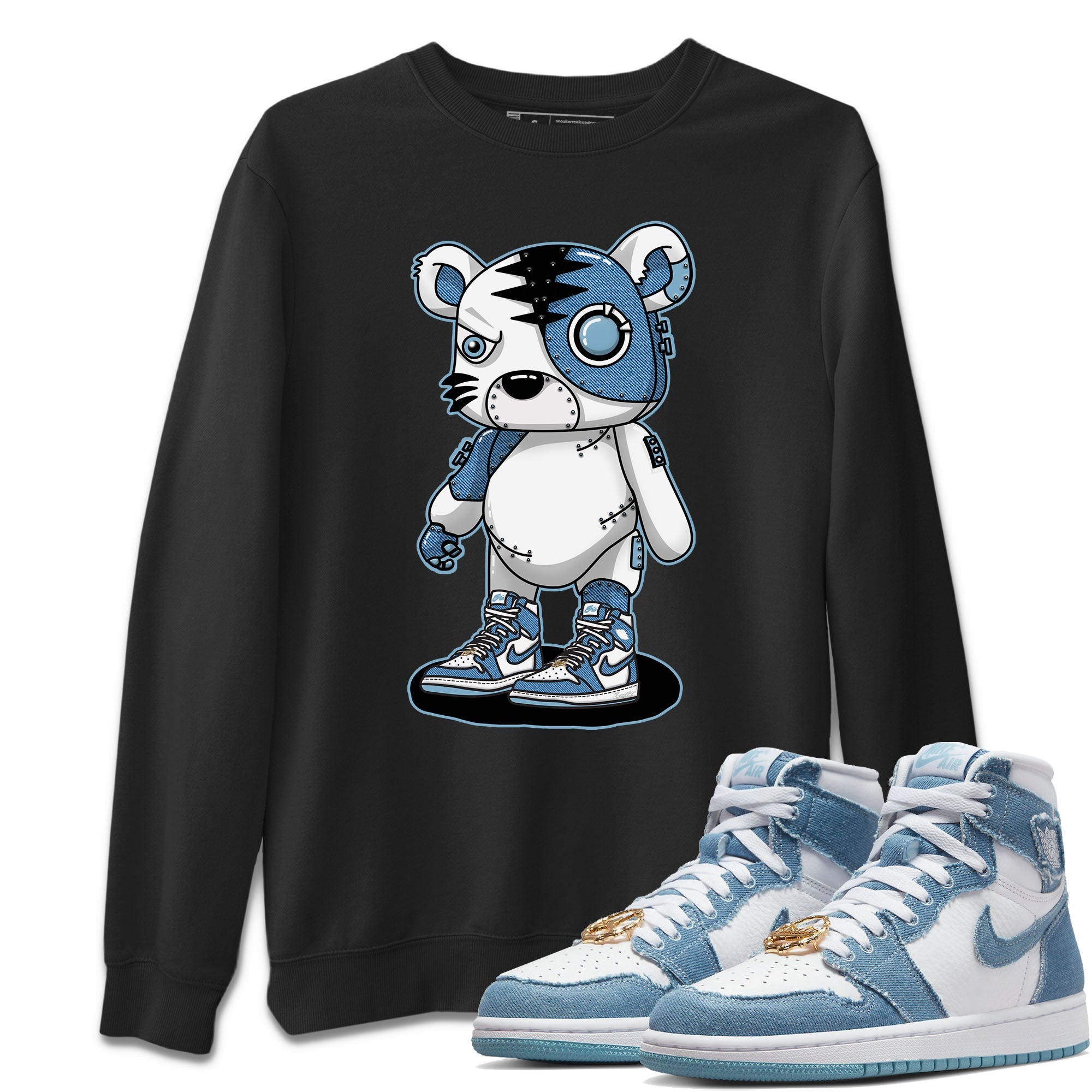 Jordan 1 Denim Sneaker Matching T-Shirt Cyborg Tiger Sneaker Tees Jordan 1 Denim Sneaker Release Tees Crew Neck Tees