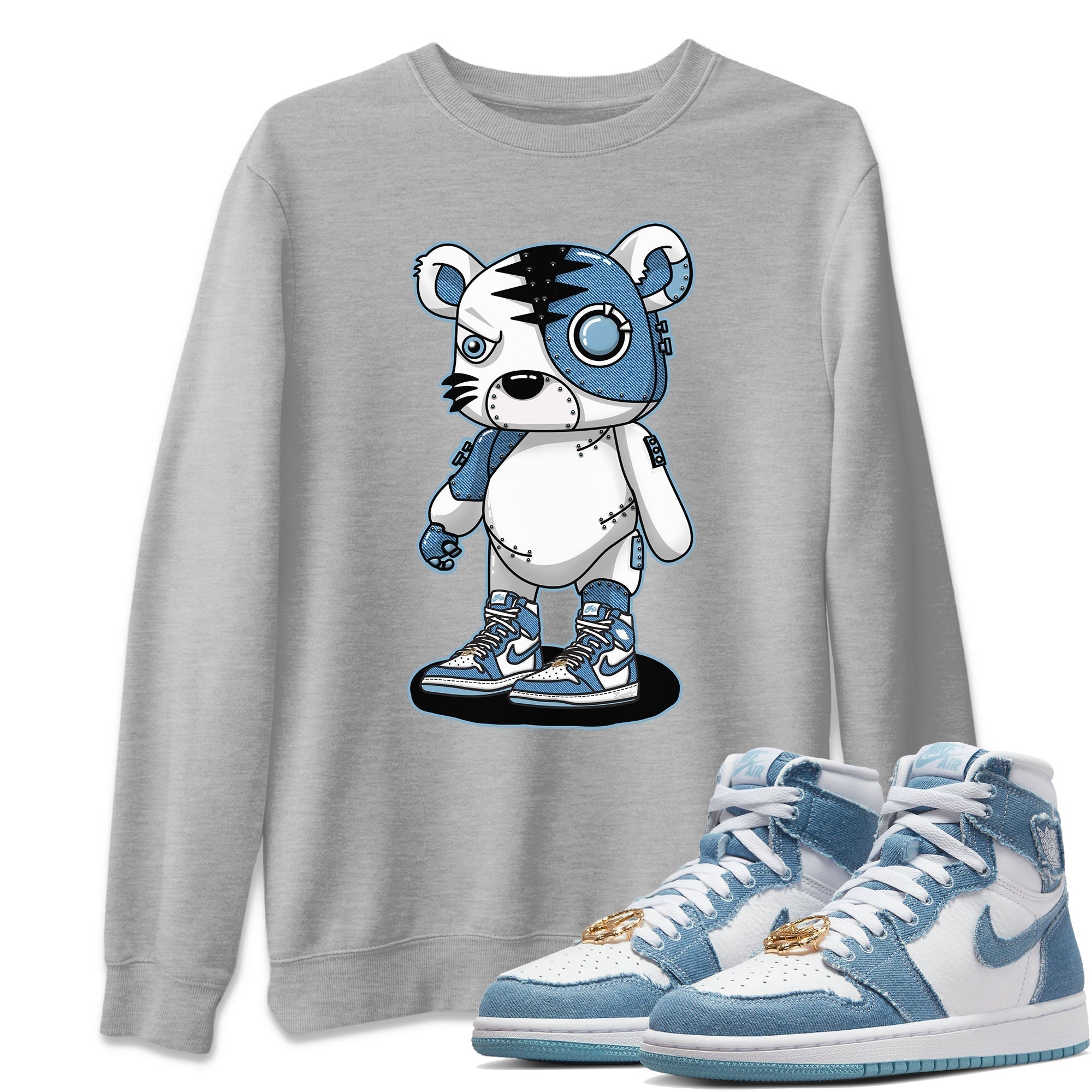 Jordan 1 Denim Sneaker Matching T-Shirt Cyborg Tiger Sneaker Tees Jordan 1 Denim Sneaker Release Tees Crew Neck Tees