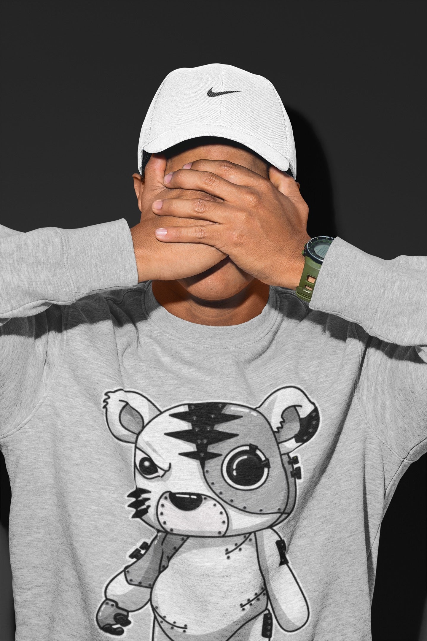 Jordan 1 Light Smoke Grey Sneaker Matching T-Shirt Cyborg Tiger Sneaker Tees Jordan 1 Light Smoke Grey Sneaker Release Tees Crew Neck Tees