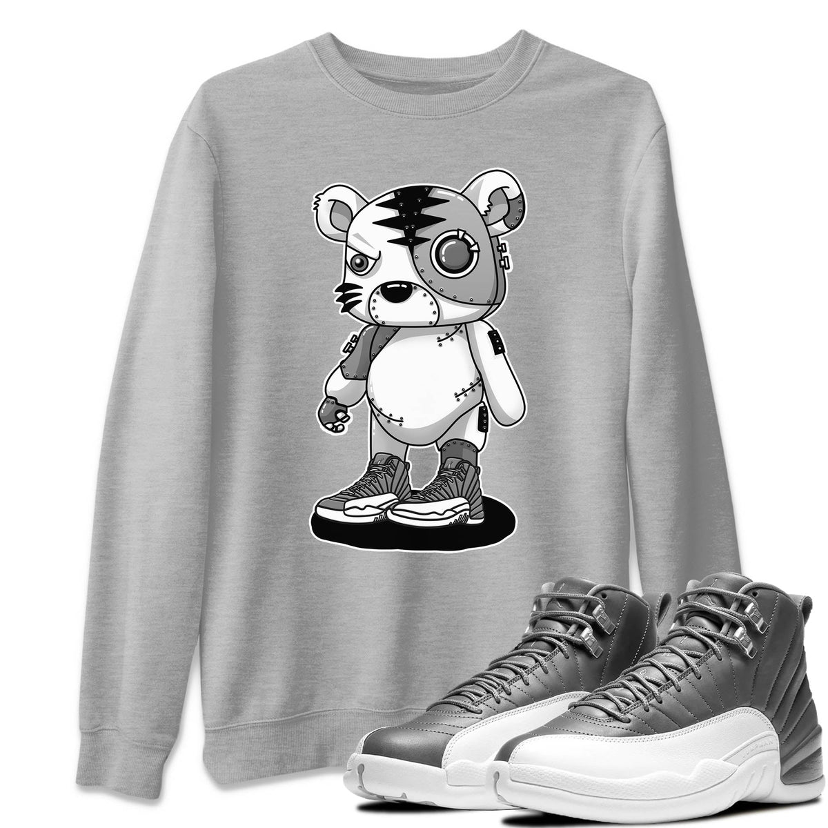 Jordan 12 Stealth Sneaker Matching T-Shirt Cyborg Tiger Sneaker Tees Jordan 12 Stealth Sneaker Release Tees Crew Neck Tees