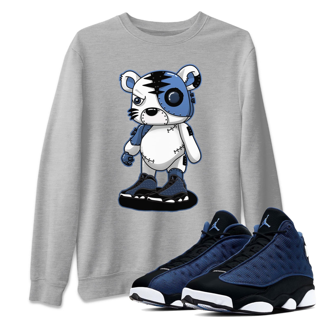 Jordan 13 Brave Blue Sneaker Matching T-Shirt Cyborg Tiger Sneaker Tees Jordan 13 Brave Blue Sneaker Release Tees Crew Neck Tees