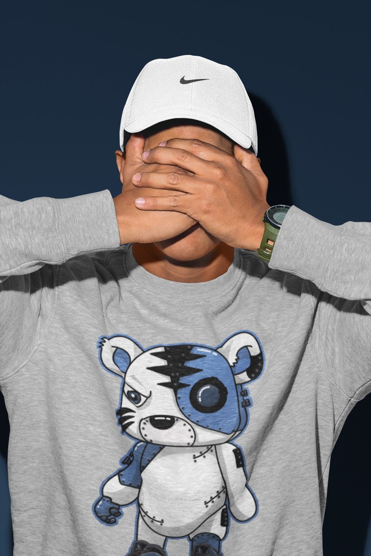 Jordan 13 Brave Blue Sneaker Matching T-Shirt Cyborg Tiger Sneaker Tees Jordan 13 Brave Blue Sneaker Release Tees Crew Neck Tees