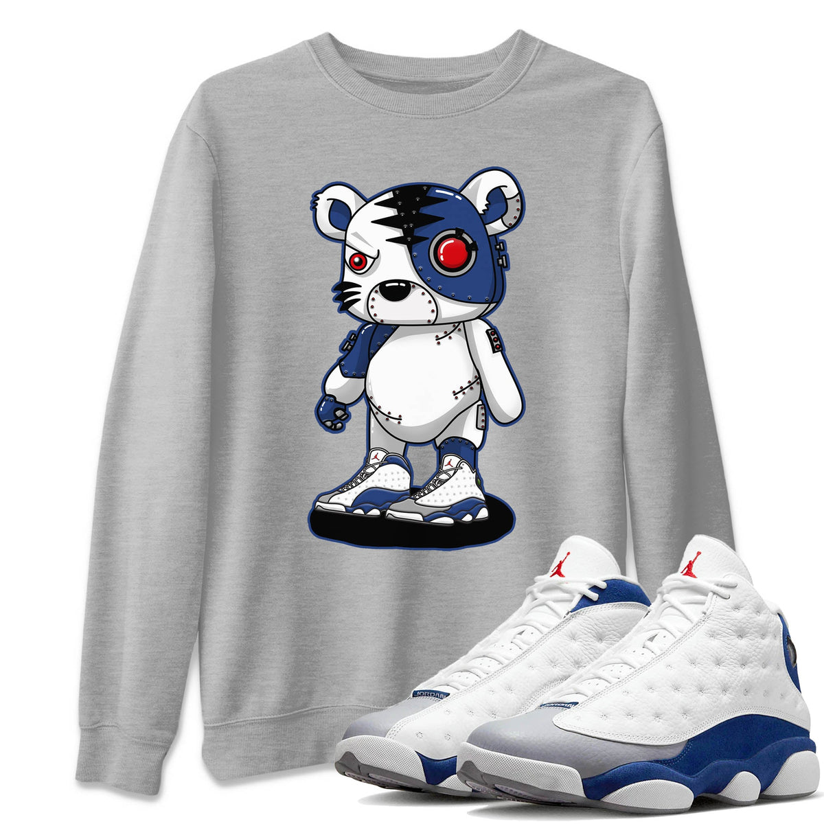 Jordan 13 French Blue Sneaker Matching T-Shirt Cyborg Tiger Sneaker Tees Jordan 13 French Blue Sneaker Release Tees Crew Neck Tees