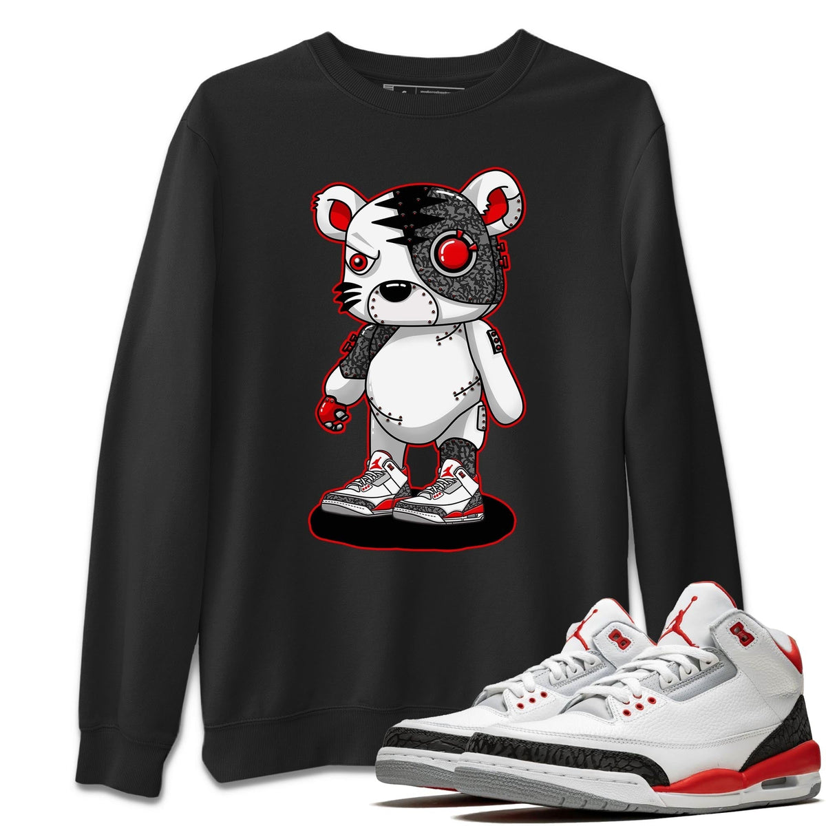 Jordan 3 Fire Red Sneaker Matching T-Shirt Cyborg Tiger Sneaker Tees Jordan 3 Fire Red Sneaker Release Tees Crew Neck Tees