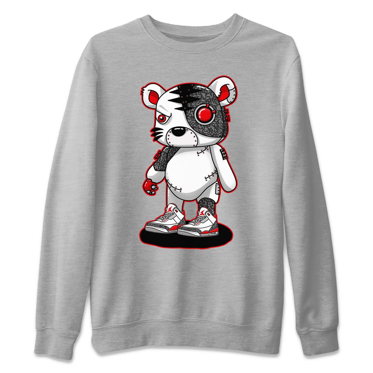 Jordan 3 Fire Red Sneaker Matching T-Shirt Cyborg Tiger Sneaker Tees Jordan 3 Fire Red Sneaker Release Tees Crew Neck Tees