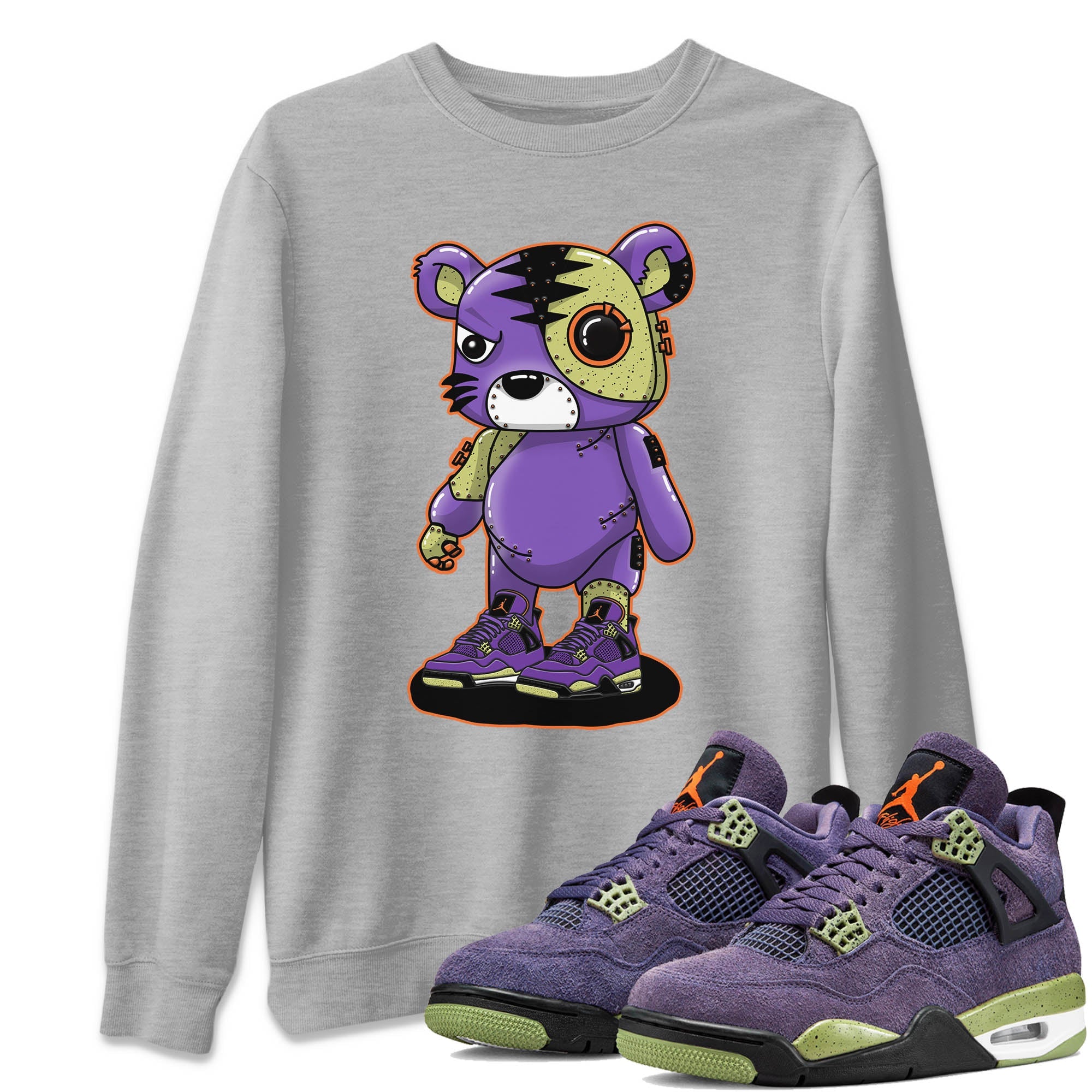 Jordan 4 Canyon Purple Sneaker Matching T-Shirt Cyborg Tiger Sneaker Tees Jordan 4 Canyon Purple Sneaker Release Tees Crew Neck Tees
