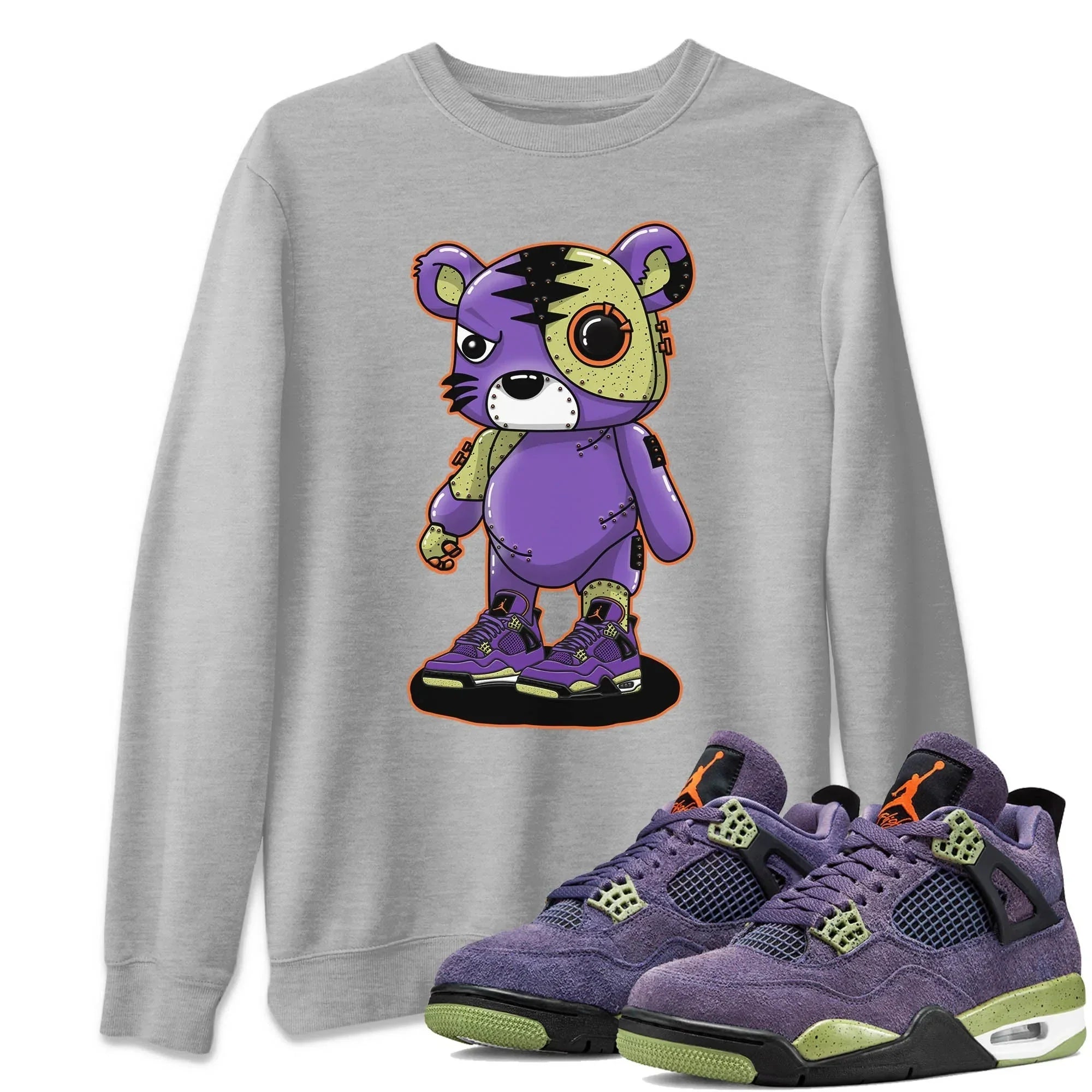 Jordan 4 Canyon Purple Sneaker Matching T-Shirt Cyborg Tiger Sneaker Tees Jordan 4 Canyon Purple Sneaker Release Tees Crew Neck Tees