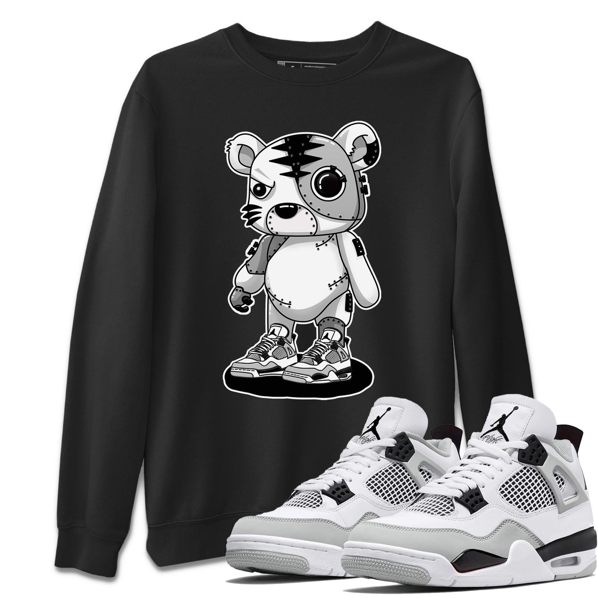 Jordan 4 Military Black Sneaker Matching T-Shirt Cyborg Tiger Sneaker Tees Jordan 4 Military Black Sneaker Release Tees Crew Neck Tees