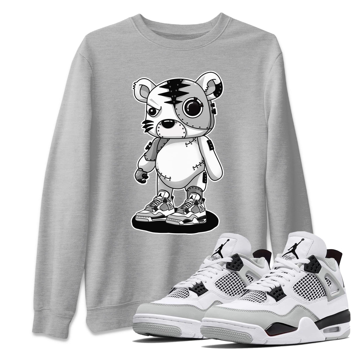 Jordan 4 Military Black Sneaker Matching T-Shirt Cyborg Tiger Sneaker Tees Jordan 4 Military Black Sneaker Release Tees Crew Neck Tees