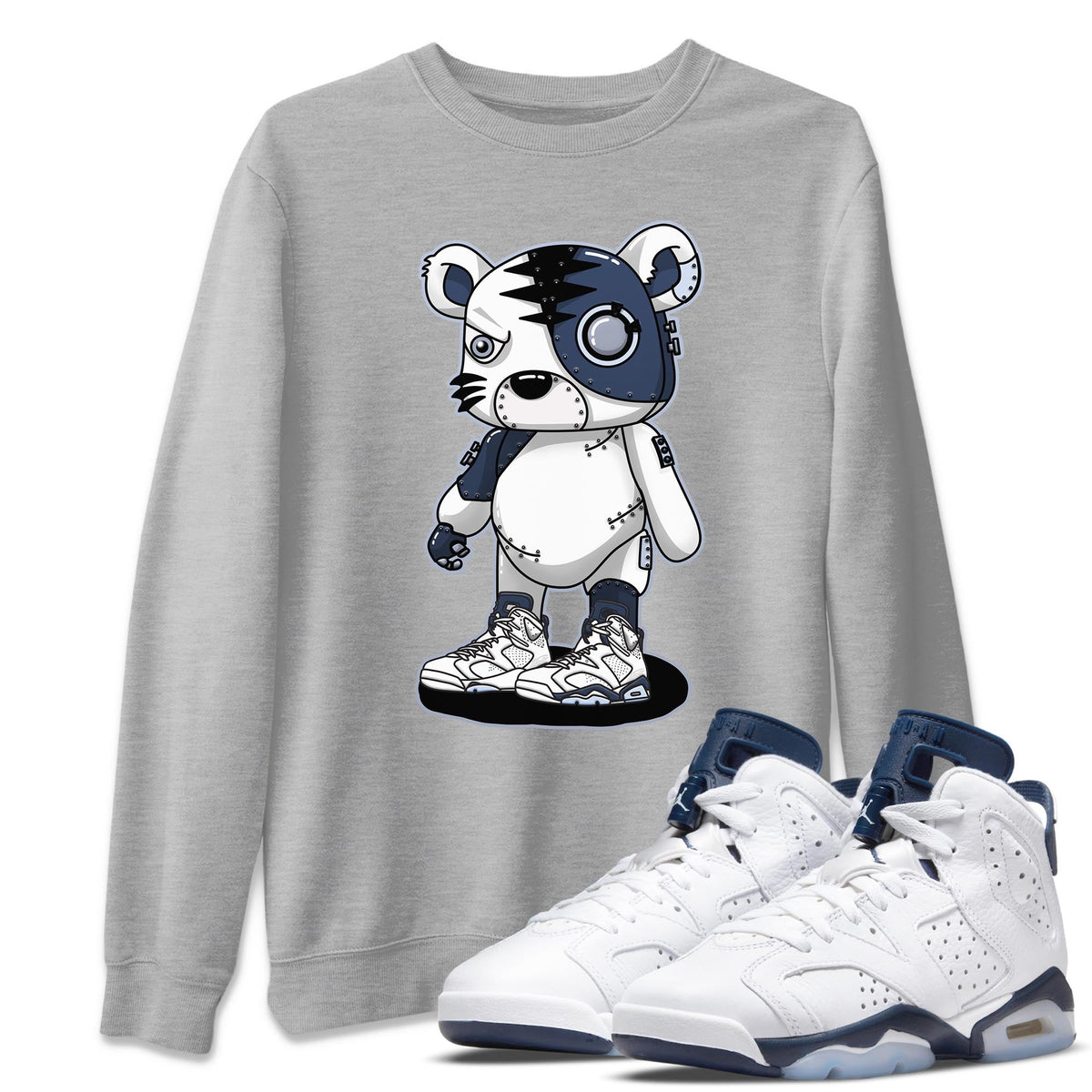 Jordan 6 Midnight Navy Sneaker Matching T-Shirt Cyborg Tiger Sneaker Tees Jordan 6 Midnight Navy Sneaker Release Tees Crew Neck Tees