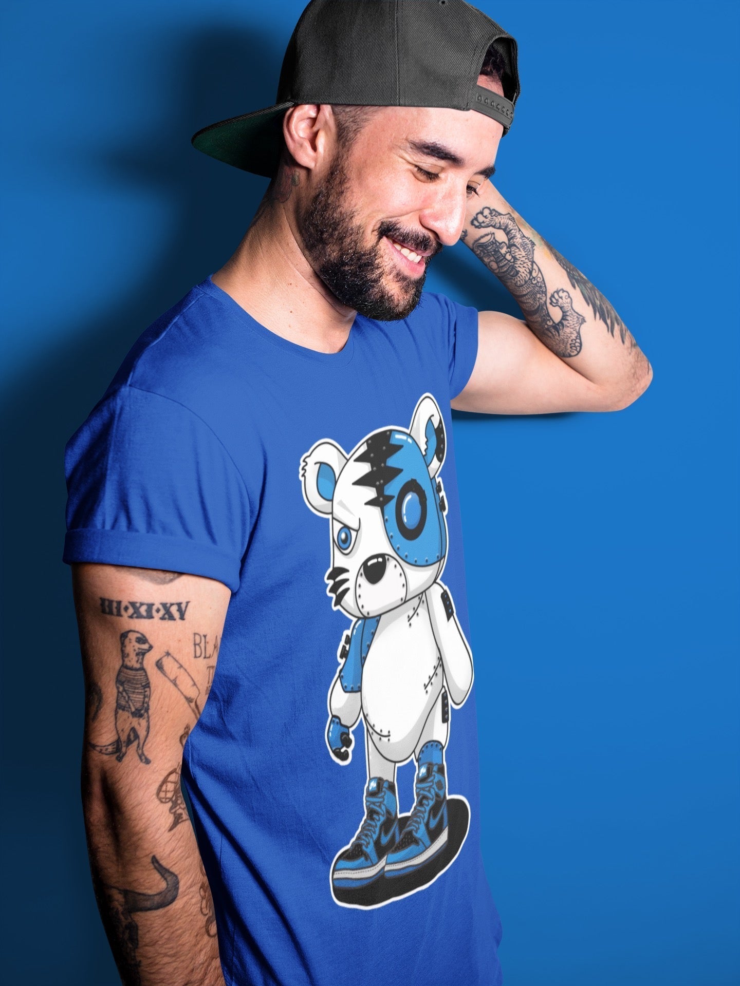 Jordan 1 Dark Marina Blue Sneaker Matching T-Shirt Cyborg Tiger Sneaker Tees Jordan 1 Dark Marina Blue Sneaker Release Tees Crew Neck Tees