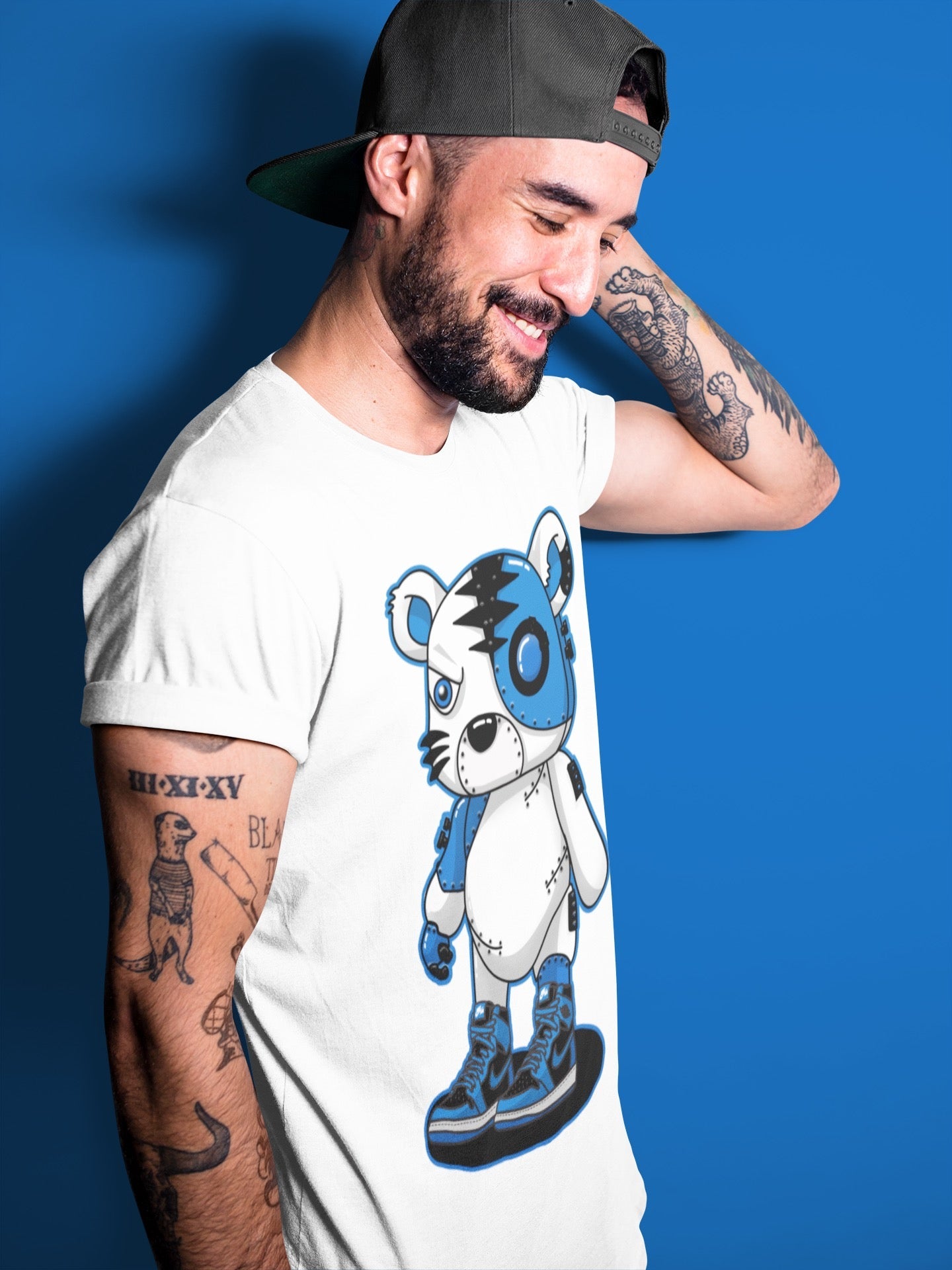 Jordan 1 Dark Marina Blue Sneaker Matching T-Shirt Cyborg Tiger Sneaker Tees Jordan 1 Dark Marina Blue Sneaker Release Tees Crew Neck Tees