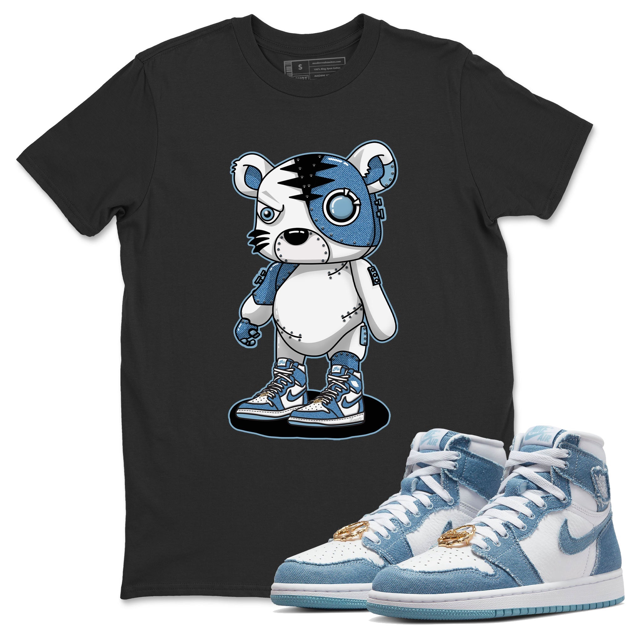 Jordan 1 Denim Sneaker Matching T-Shirt Cyborg Tiger Sneaker Tees Jordan 1 Denim Sneaker Release Tees Crew Neck Tees