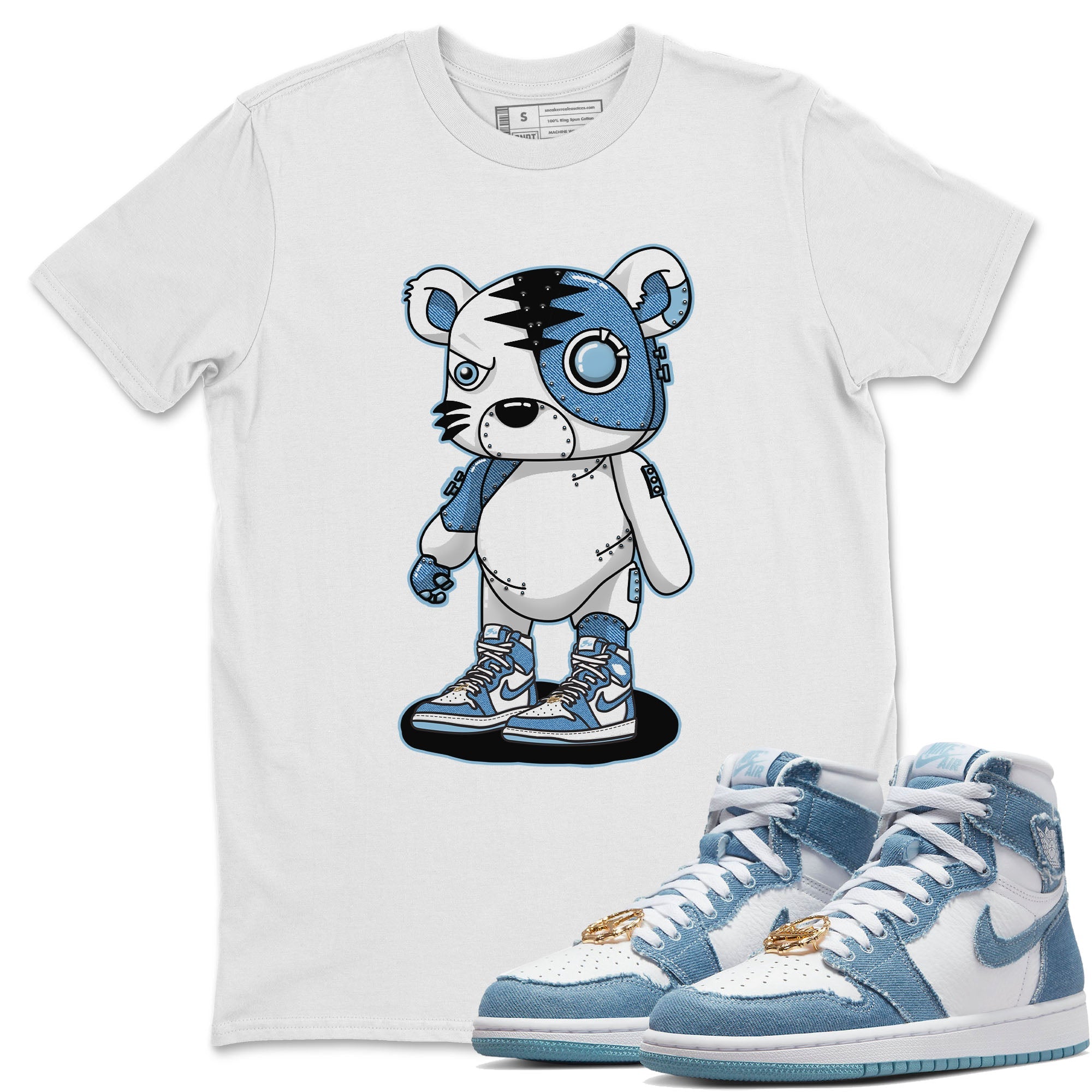 Jordan 1 Denim Sneaker Matching T-Shirt Cyborg Tiger Sneaker Tees Jordan 1 Denim Sneaker Release Tees Crew Neck Tees