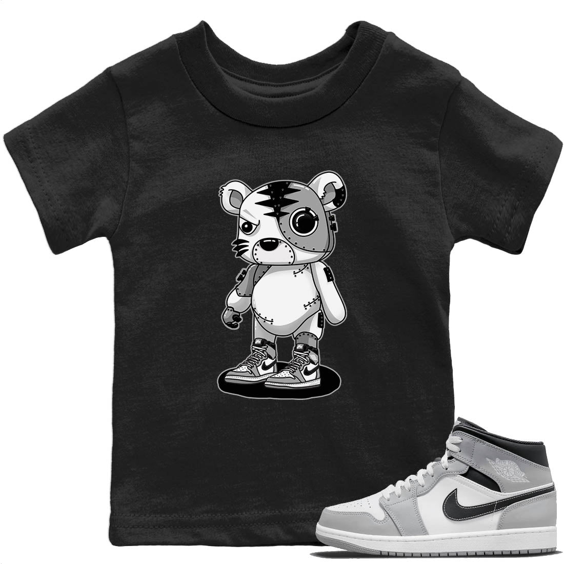 Jordan 1 Light Smoke Grey Sneaker Matching T-Shirt Cyborg Tiger Sneaker Tees Jordan 1 Light Smoke Grey Sneaker Release Tees Kids Shirts